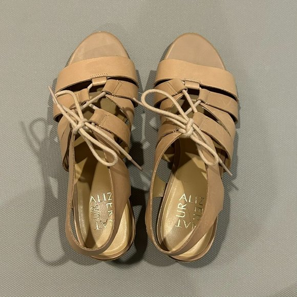 Naturalizer Felicity Lace-Up Beige Sandal Heels | Size 7 - Picture 7 of 11